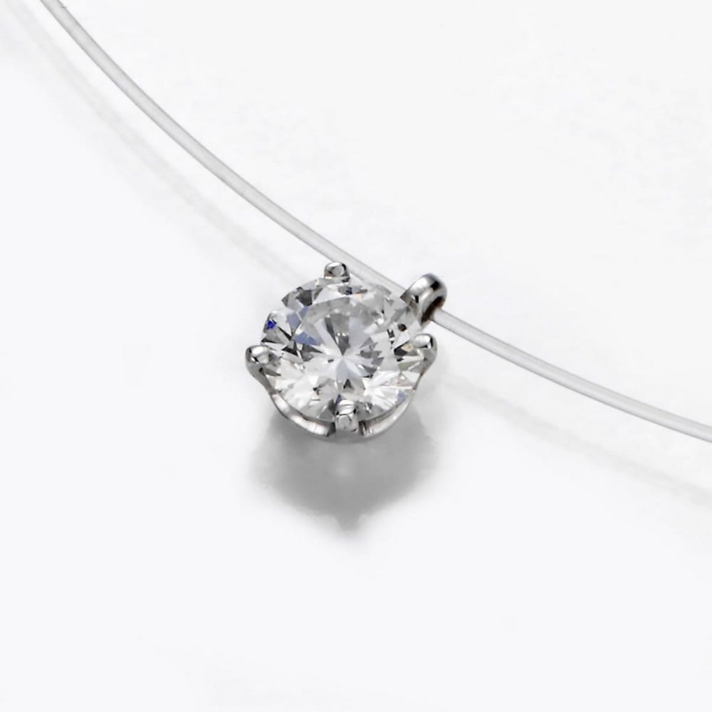 Collier Femme En Or 18 Carats Avec Diamant 0.30 Carat - Longueur 43 Cm
