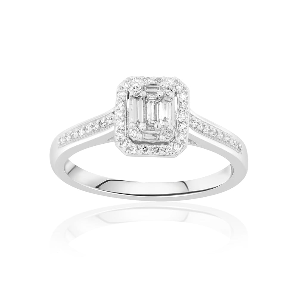 Bague En Or Blanc 18 Carats Avec Diamant - Poids 2,11 G, Taille 56, Occasion