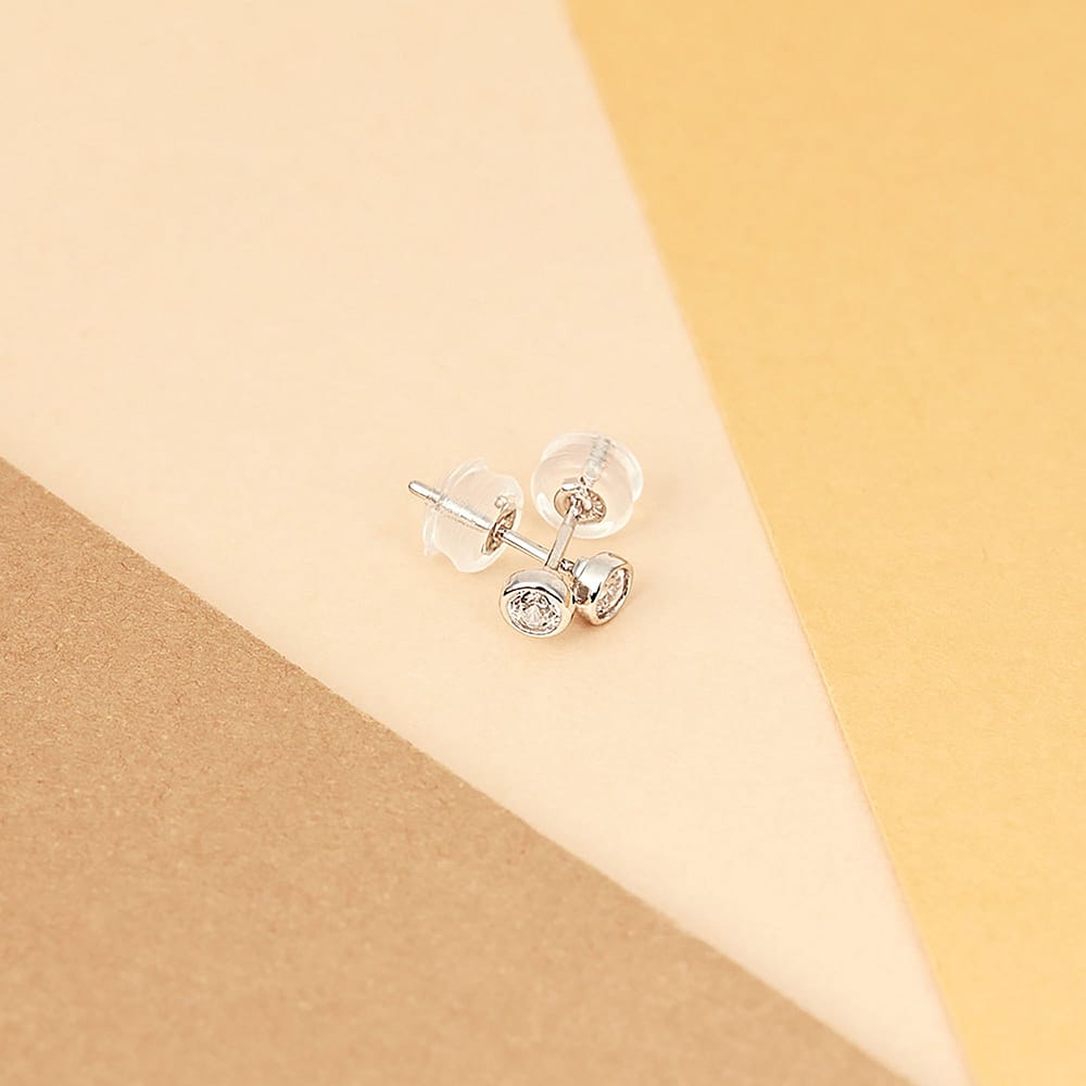 Boucles D'oreilles Pendantes En Or Blanc 9K Avec Zirconiums - Occasion Très Bon état, Nettoyées