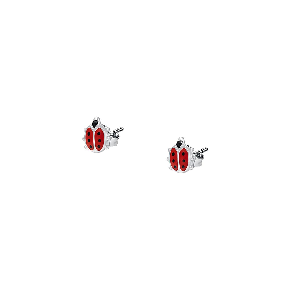 Boucles D’oreilles Créoles Plaqué Argent Rouge – 925 Sterling, Neuf Sans Emballage