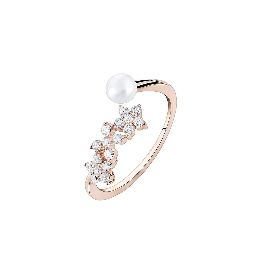 Bague En Argent Sterling 925 Avec Perle De Culture Et Zircons - Taille 56, Marque RMR