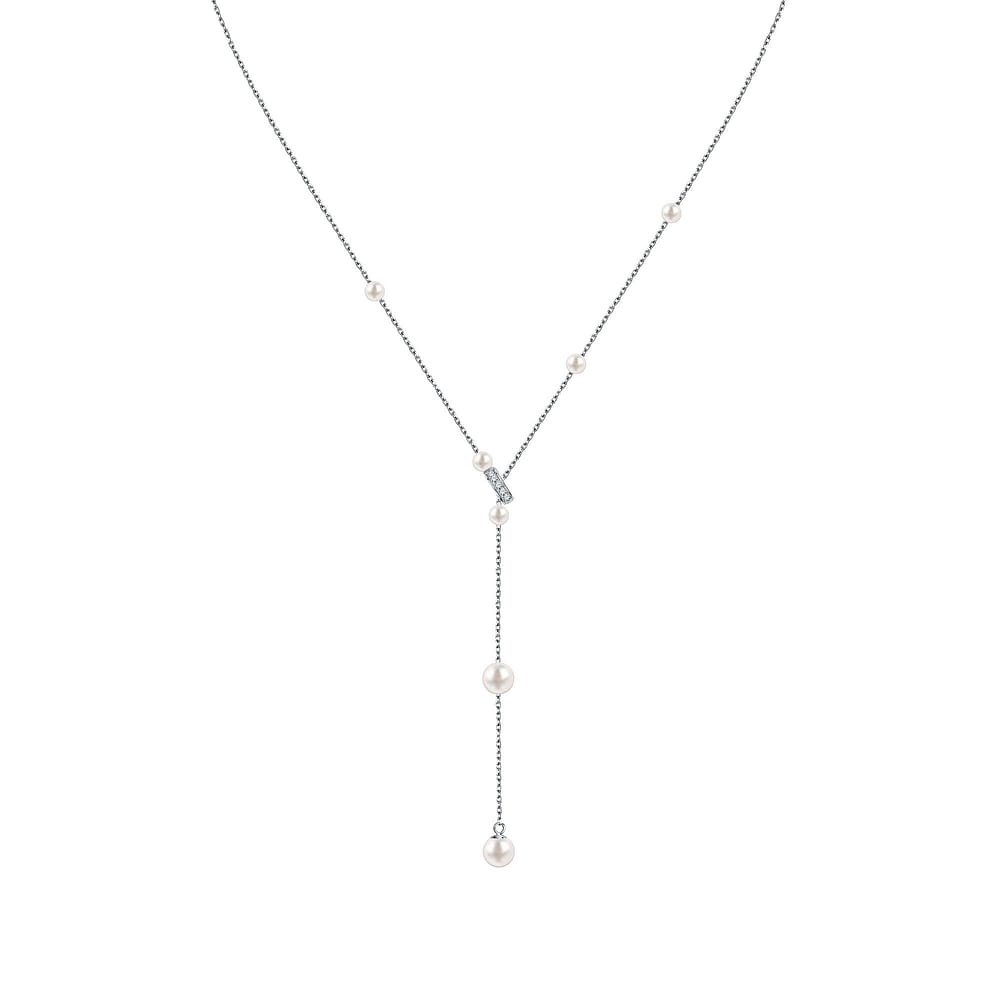 Collier De Perles En Quartz Transparent Et Argent 925 - Longueur 40 Cm, Neuf Sans Emballage