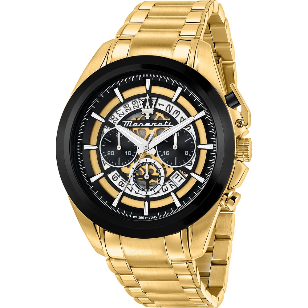 Montre Maserati Traguardo R8871612044 Pour Homme - Boîtier Acier 45mm, Bracelet Silicone, étanche 100m