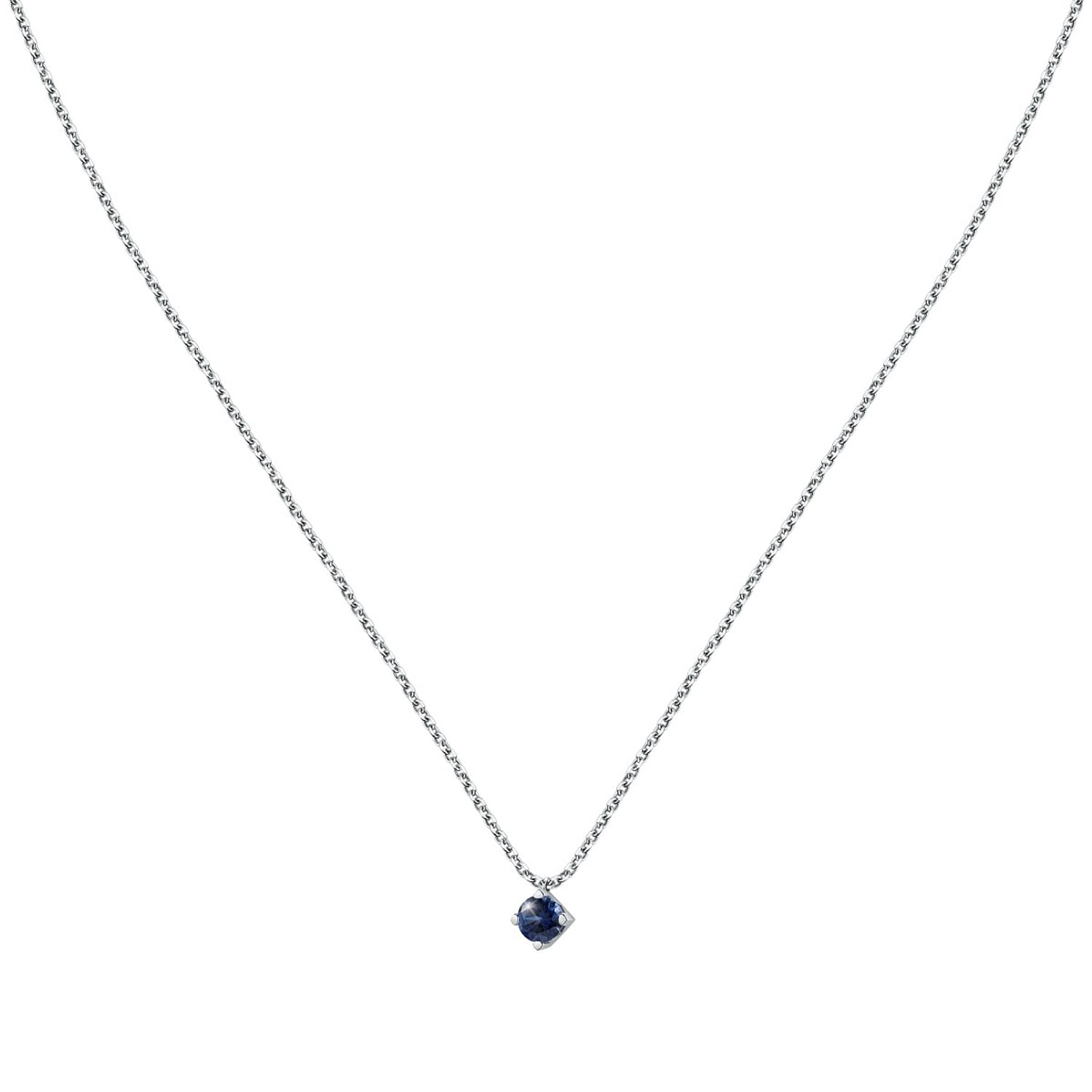 Collier Tennis Or Blanc Finition Avec Saphirs Synthétiques Bleus Poire - Neuf Avec étiquettes
