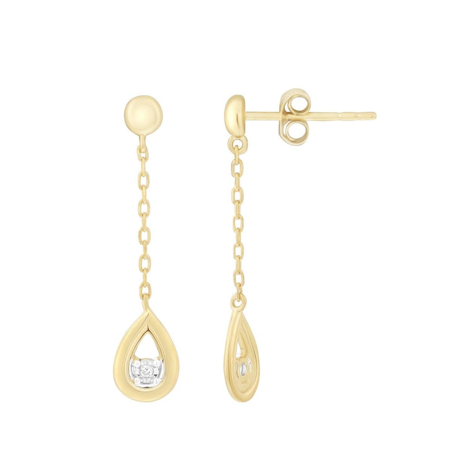Boucles D'Oreilles En Or 9ct (375/1000) Avec Diamants Et Émeraude - 9x6 Mm - Neuf