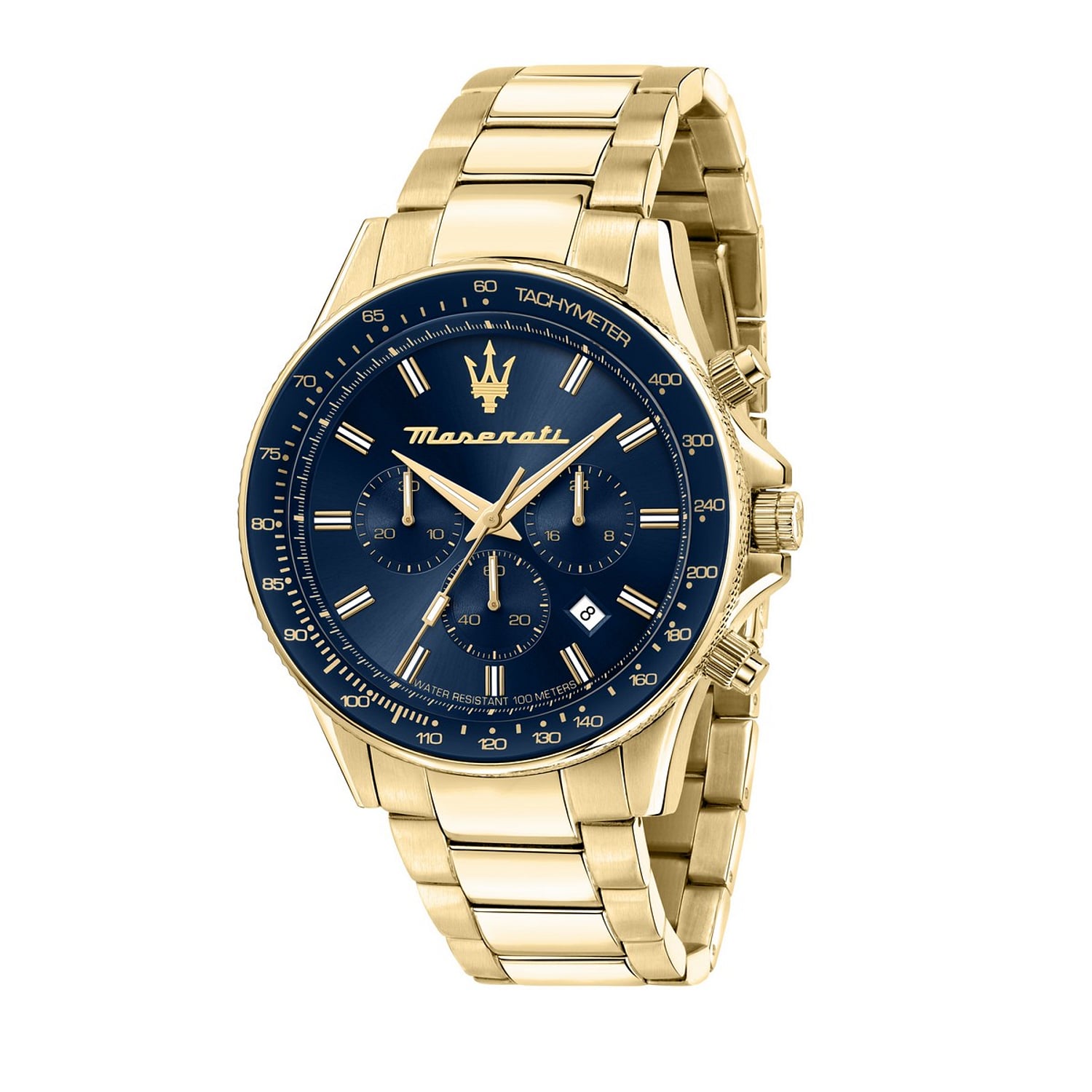 Montre Homme Cadran Bleu – Boîtier Or Jaune Plaqué 39 Mm, Bracelet Métal, Quartz, étanche 30 M