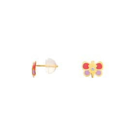 Boucles d'oreilles CLEOR en Or 375/1000 Jaune et Laque Multicolore