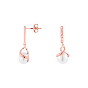 Boucles d'oreilles PERLE DE NUIT en Argent 925/1000 Rose et Perle Synthétique Blanche
