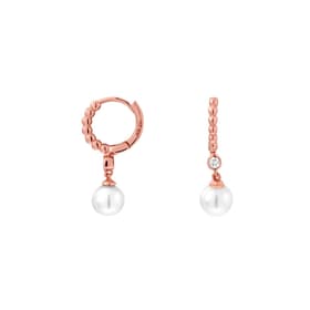 Boucles d'oreilles PERLE DE NUIT en Argent 925/1000 Rose et Perle de culture Blanche