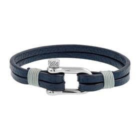Bracelet LES HAUBANS en Acier et Cuir Bleu Marine