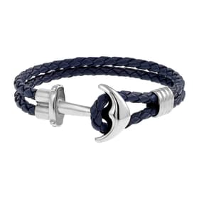Bracelet LES HAUBANS en Acier et Cuir Bleu Marine