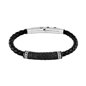 Bracelet IROKOI en Acier Bicolore et Cuir Noir