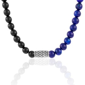 Collier LES HAUBANS en Acier et Lapis Lazuli,Onyx Bleu