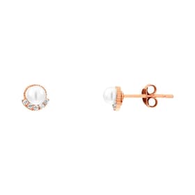 Boucles d'oreilles PERLE DE NUIT en Argent 925/1000 Rose et Perle Synthétique Blanc