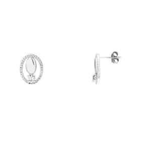 Boucles d'oreilles CLEOR en Argent 925/1000 Blanc et Oxyde