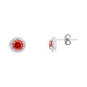 Boucles d'oreilles CLEOR en Argent 925/1000 Blanc et Oxyde Rouge