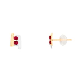 Boucles d'oreilles CLEOR en Or 375/1000 Bicolore et Rubis Rouge