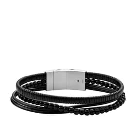 Bracelet FOSSIL en Cuir Noir et Onyx Noir