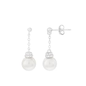 Boucles d'oreilles PERLE DE NUIT en Argent 925/1000 Blanc et Perle Blanche