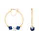 Boucles d'oreilles CLEOR en Argent 925/1000 Jaune et Cristal Bleu