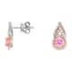 Boucles d'oreilles CLEOR en Argent 925/1000 Bicolore et Oxyde Rose