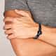 Bracelet LES HAUBANS en Acier Noir et Cuir Noir