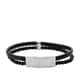 Bracelet FOSSIL en Cuir Noir et Acier Blanc avec Onyx Noir - CLEOR