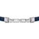 Bracelet MASERATI en Acier Bicolore et Cuir Bleu - vue 3 - CLEOR