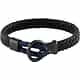 Bracelet LES HAUBANS en Acier Noir et Cuir Noir