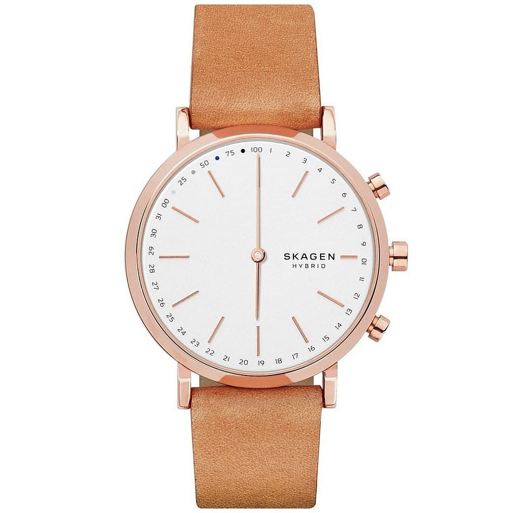 Montre Femme Skagen Connected En Cuir Marron Etanche Femme