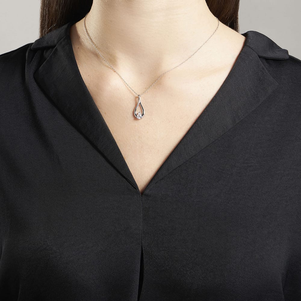 Collier CLEOR En Argent Massif 925/1000 - Modèle Blanc Et Oxyde - Occasion En Très Bon état - Valeur Neuf ~139€
